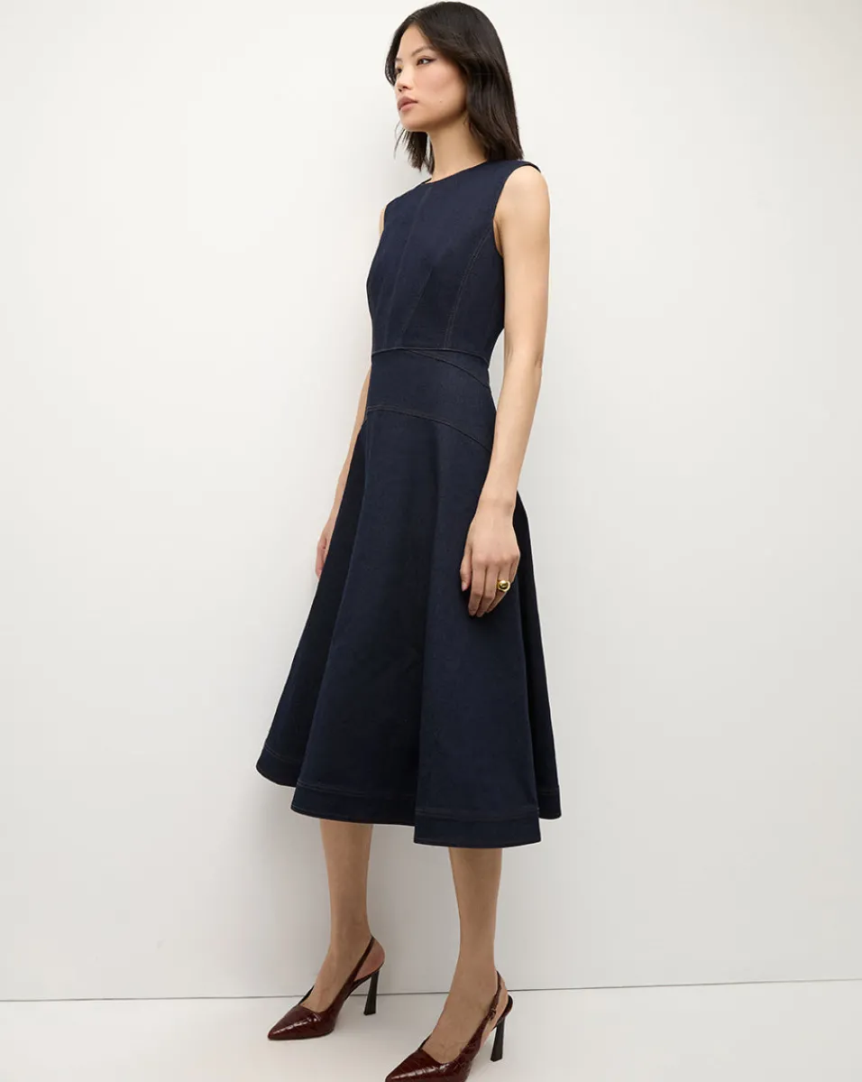 Veronica Beard Dresses*Karrigan Denim Midi Dress in Dark Wash MidnightWash