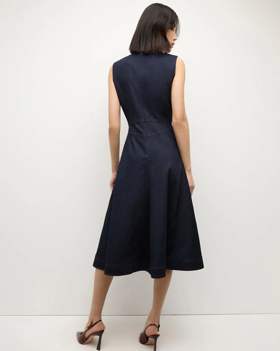 Veronica Beard Dresses*Karrigan Denim Midi Dress in Dark Wash MidnightWash