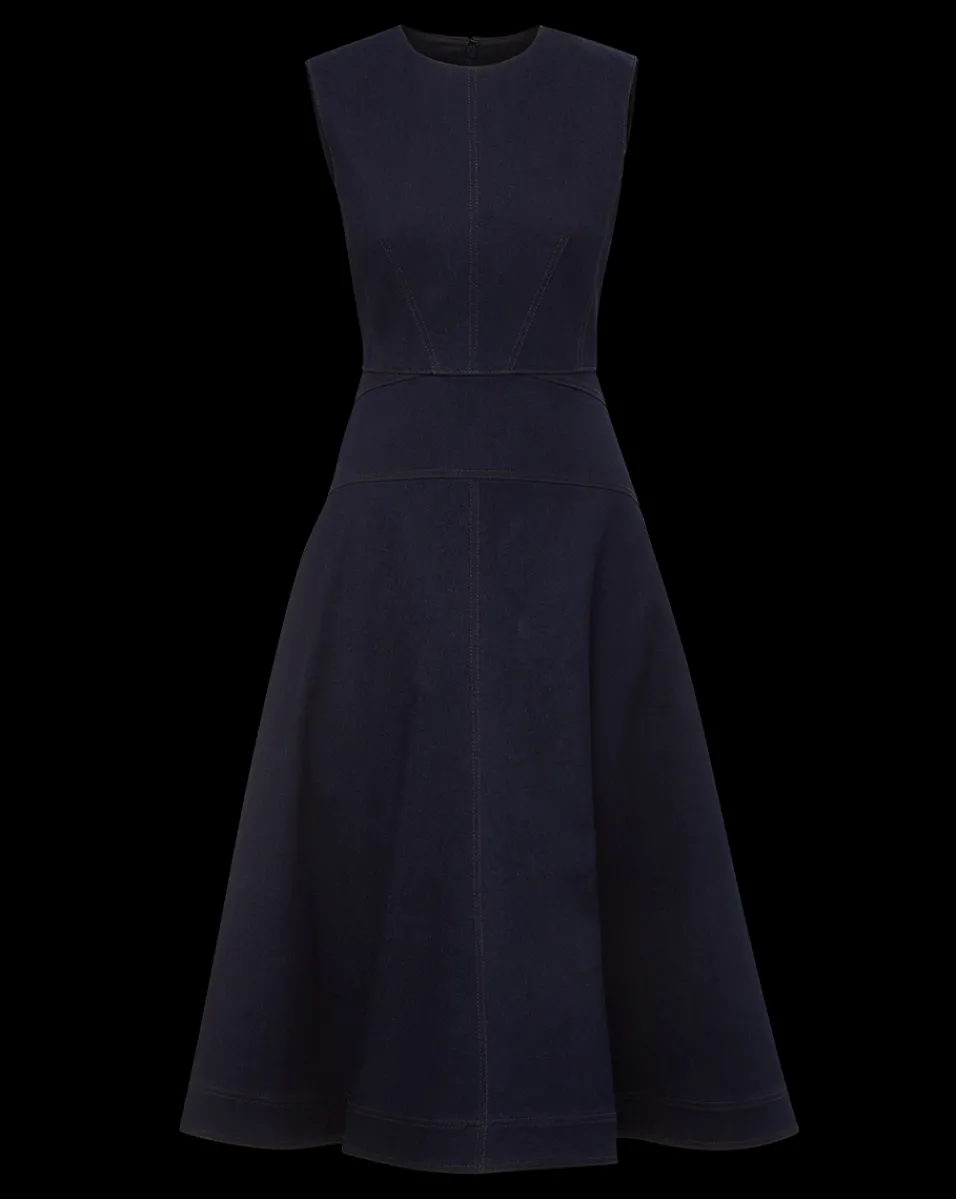 Veronica Beard Dresses*Karrigan Denim Midi Dress in Dark Wash MidnightWash