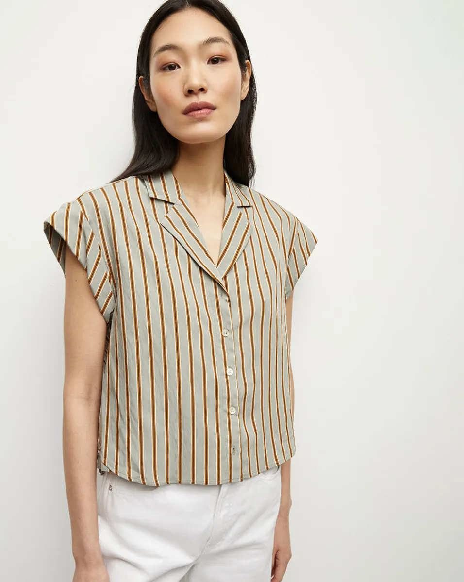 Veronica Beard Tops*Kasa Pinstripe Button-Down Top SeafoamMulti