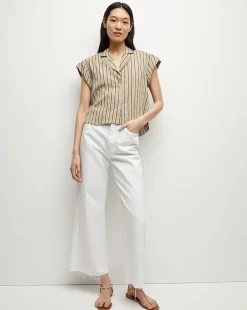 Veronica Beard Tops*Kasa Pinstripe Button-Down Top SeafoamMulti