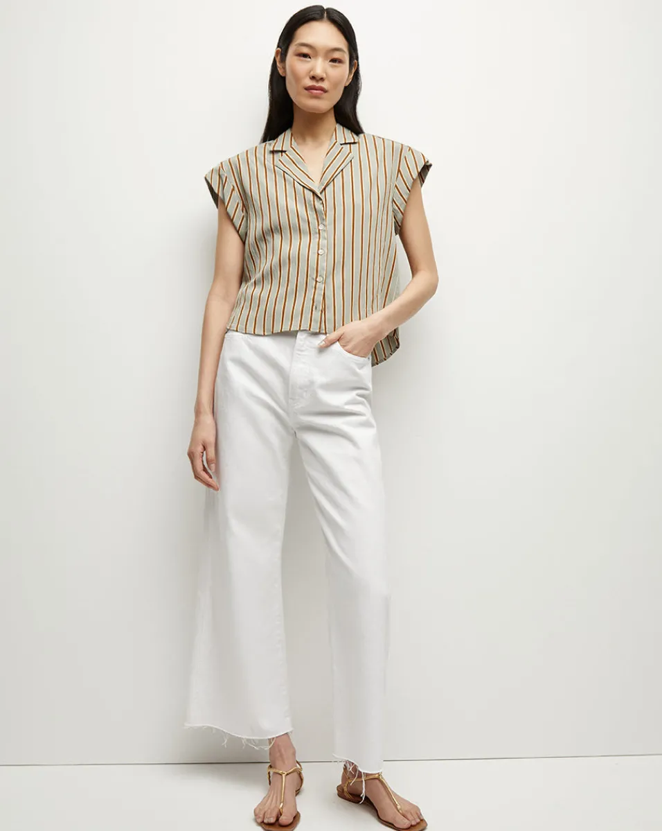 Veronica Beard Tops*Kasa Pinstripe Button-Down Top SeafoamMulti