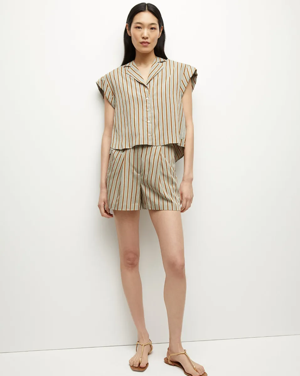 Veronica Beard Tops*Kasa Pinstripe Button-Down Top SeafoamMulti