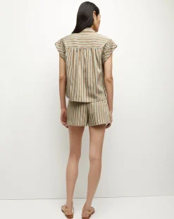 Veronica Beard Tops*Kasa Pinstripe Button-Down Top SeafoamMulti