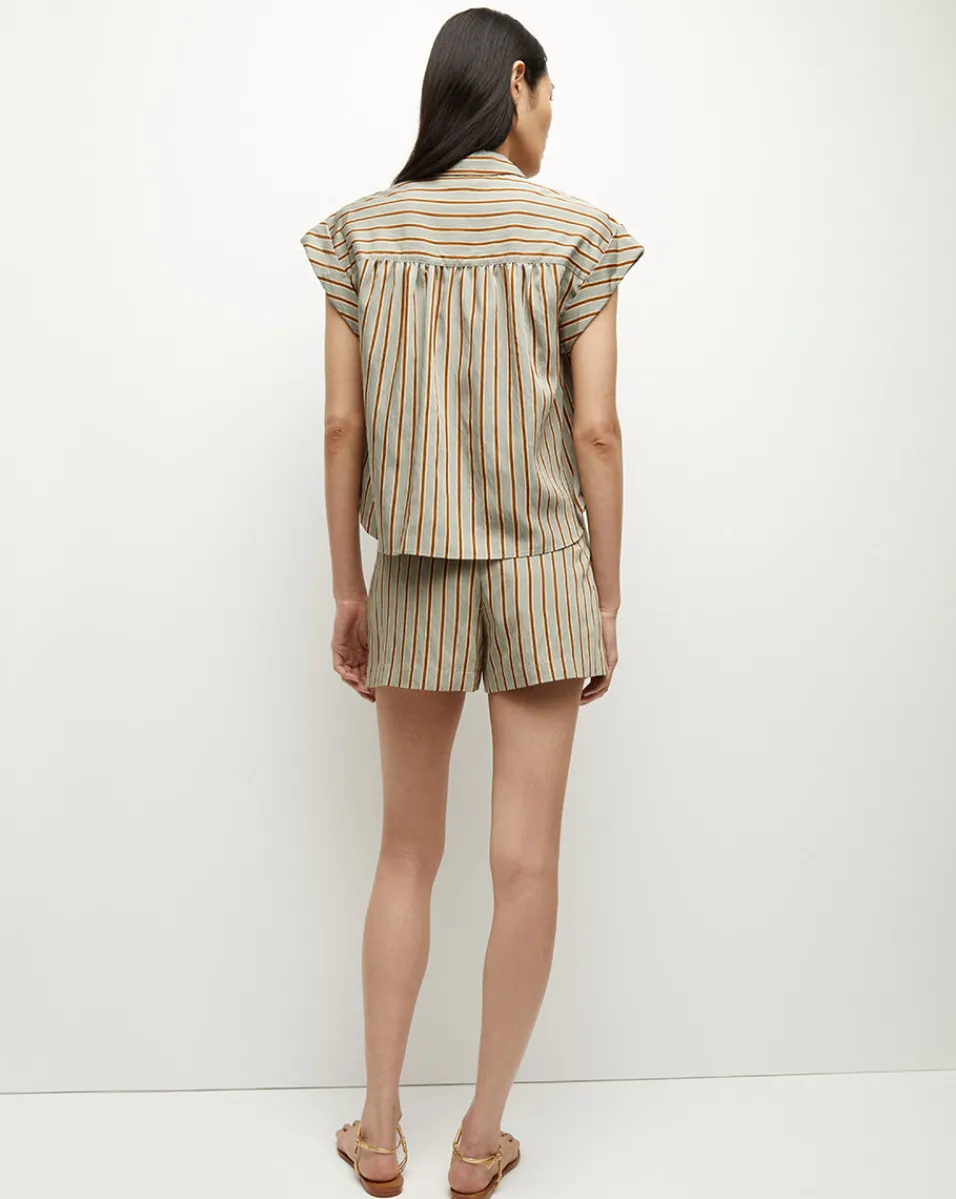 Veronica Beard Tops*Kasa Pinstripe Button-Down Top SeafoamMulti