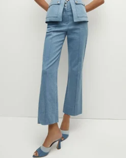 Veronica Beard Pants*Kean Front-Seam Denim Pant Iceberg