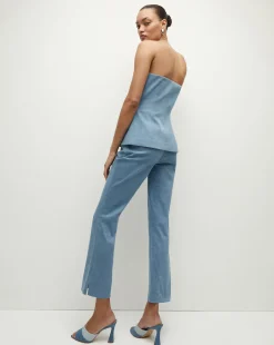Veronica Beard Pants*Kean Front-Seam Denim Pant Iceberg