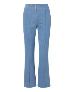 Veronica Beard Pants*Kean Front-Seam Denim Pant Iceberg