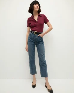 Veronica Beard Tops*Kearney Button-Down Tee in Wine