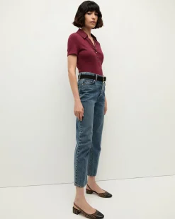 Veronica Beard Tops*Kearney Button-Down Tee in Wine