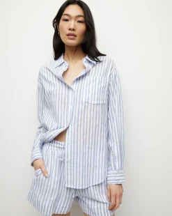 Veronica Beard Tops*Keiko Button-Down Shirt in Blue/White