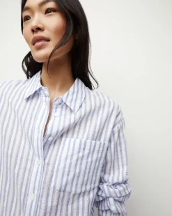 Veronica Beard Tops*Keiko Button-Down Shirt in Blue/White