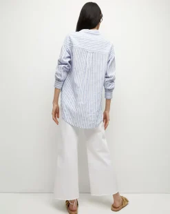 Veronica Beard Tops*Keiko Button-Down Shirt in Blue/White