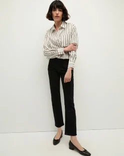 Veronica Beard Tops*Keiko Stretch-Cotton Shirt in Striped Ivory IvoryMulti