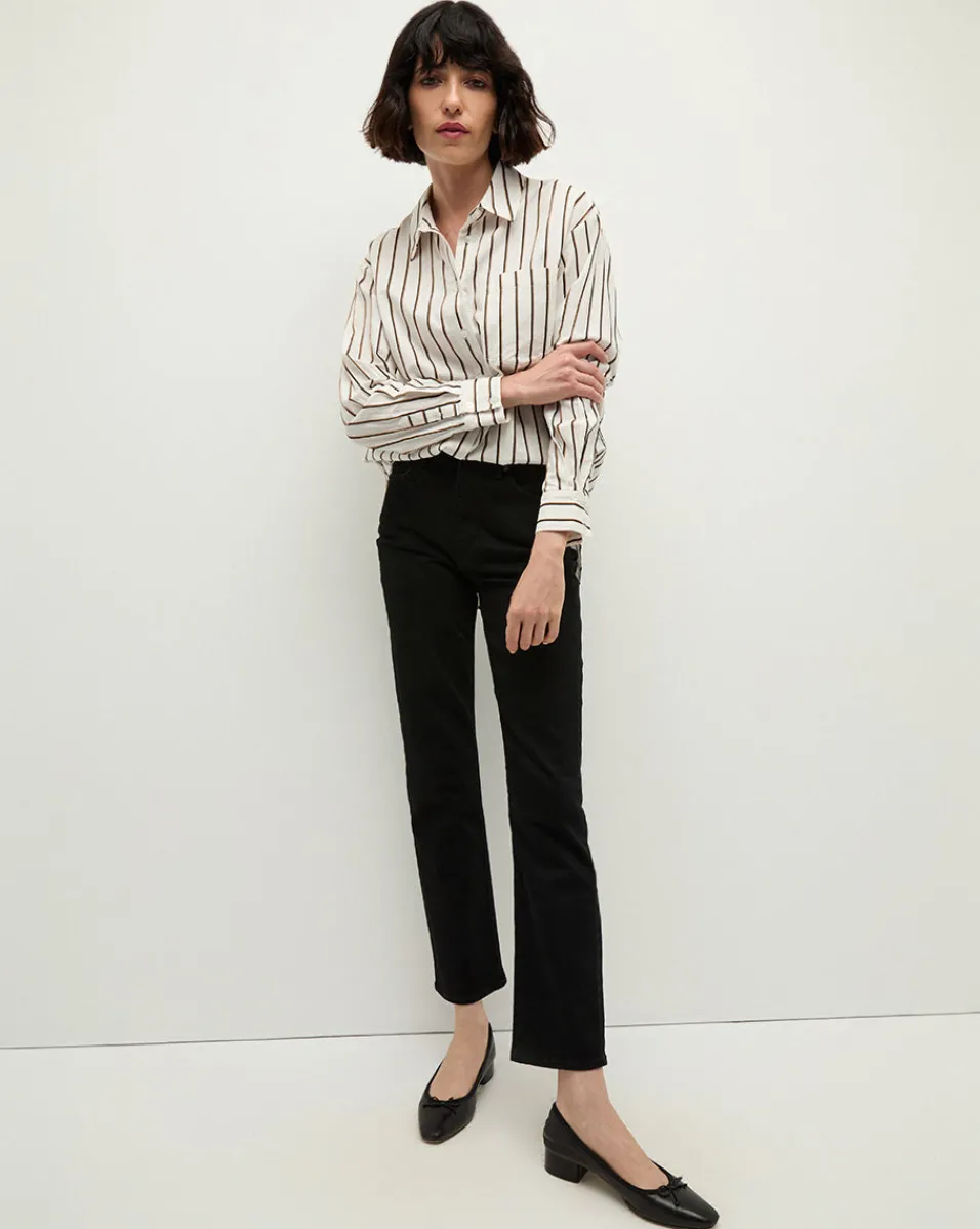 Veronica Beard Tops*Keiko Stretch-Cotton Shirt in Striped Ivory IvoryMulti
