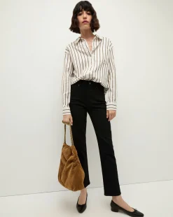 Veronica Beard Tops*Keiko Stretch-Cotton Shirt in Striped Ivory IvoryMulti