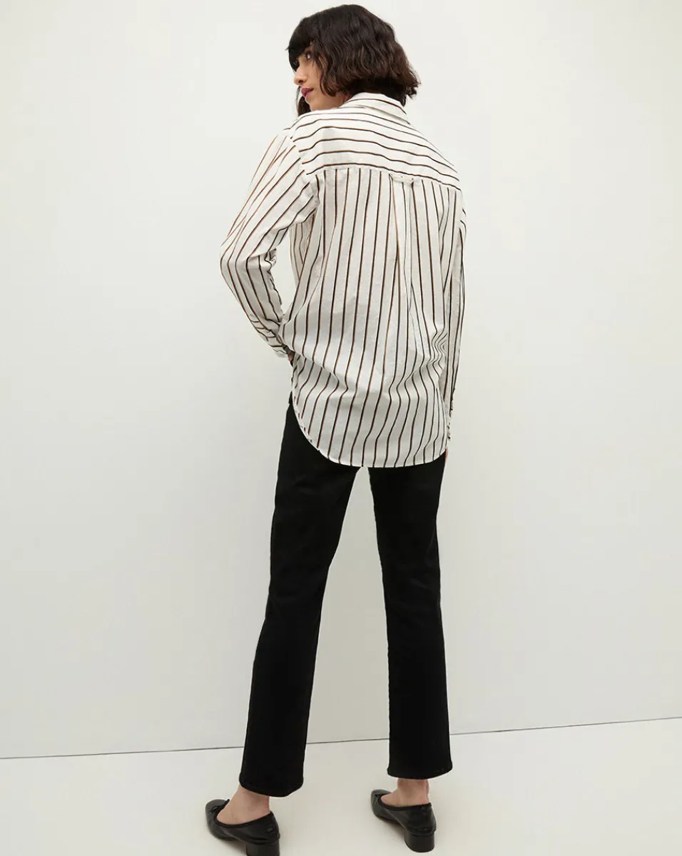 Veronica Beard Tops*Keiko Stretch-Cotton Shirt in Striped Ivory IvoryMulti