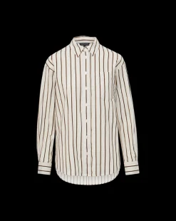 Veronica Beard Tops*Keiko Stretch-Cotton Shirt in Striped Ivory IvoryMulti