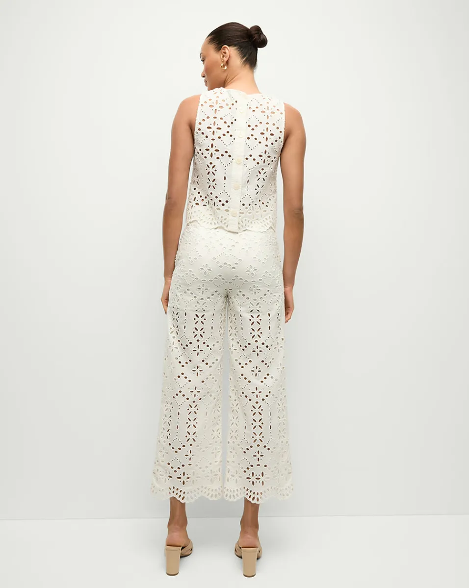 Veronica Beard Pants|Matching Sets*Kemper Cotton Eyelet Pant in Off-White