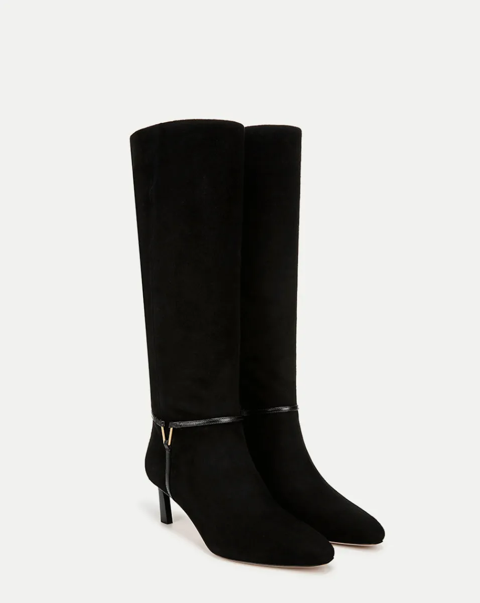 Veronica Beard Boots & Booties*Kenzie Mid-Heel Tall Boot Wide-Calf in Black