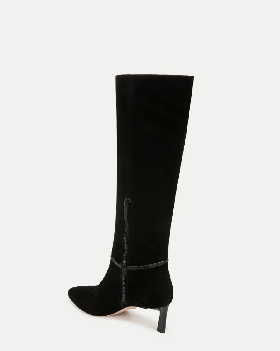 Veronica Beard Boots & Booties*Kenzie Mid-Heel Tall Boot Wide-Calf in Black