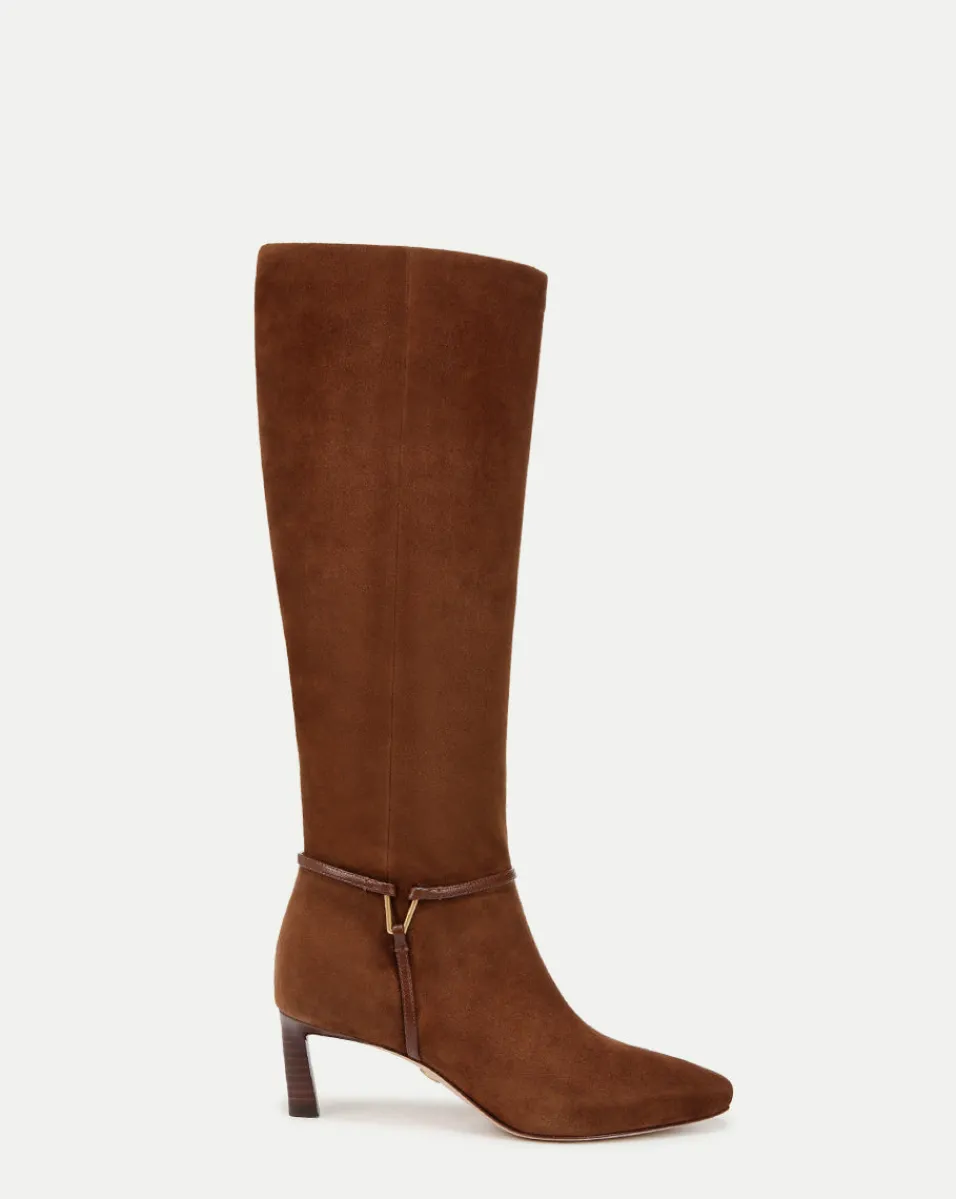 Veronica Beard Boots & Booties*Kenzie Mid-Heel Tall Boot Wide-Calf in Cedar