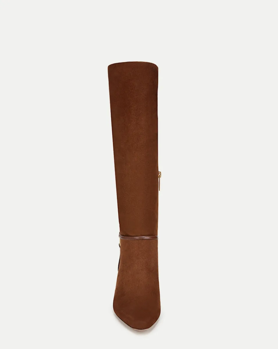 Veronica Beard Boots & Booties*Kenzie Mid-Heel Tall Boot Wide-Calf in Cedar