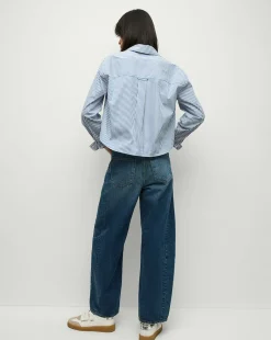 Veronica Beard Tops*Khai Cropped Tunic Top in Blue/White Stripe Blue/WhiteStripe