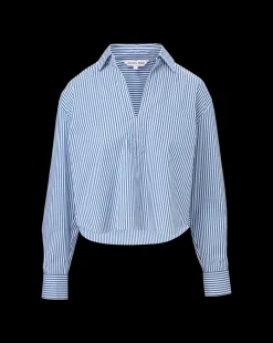 Veronica Beard Tops*Khai Cropped Tunic Top in Blue/White Stripe Blue/WhiteStripe