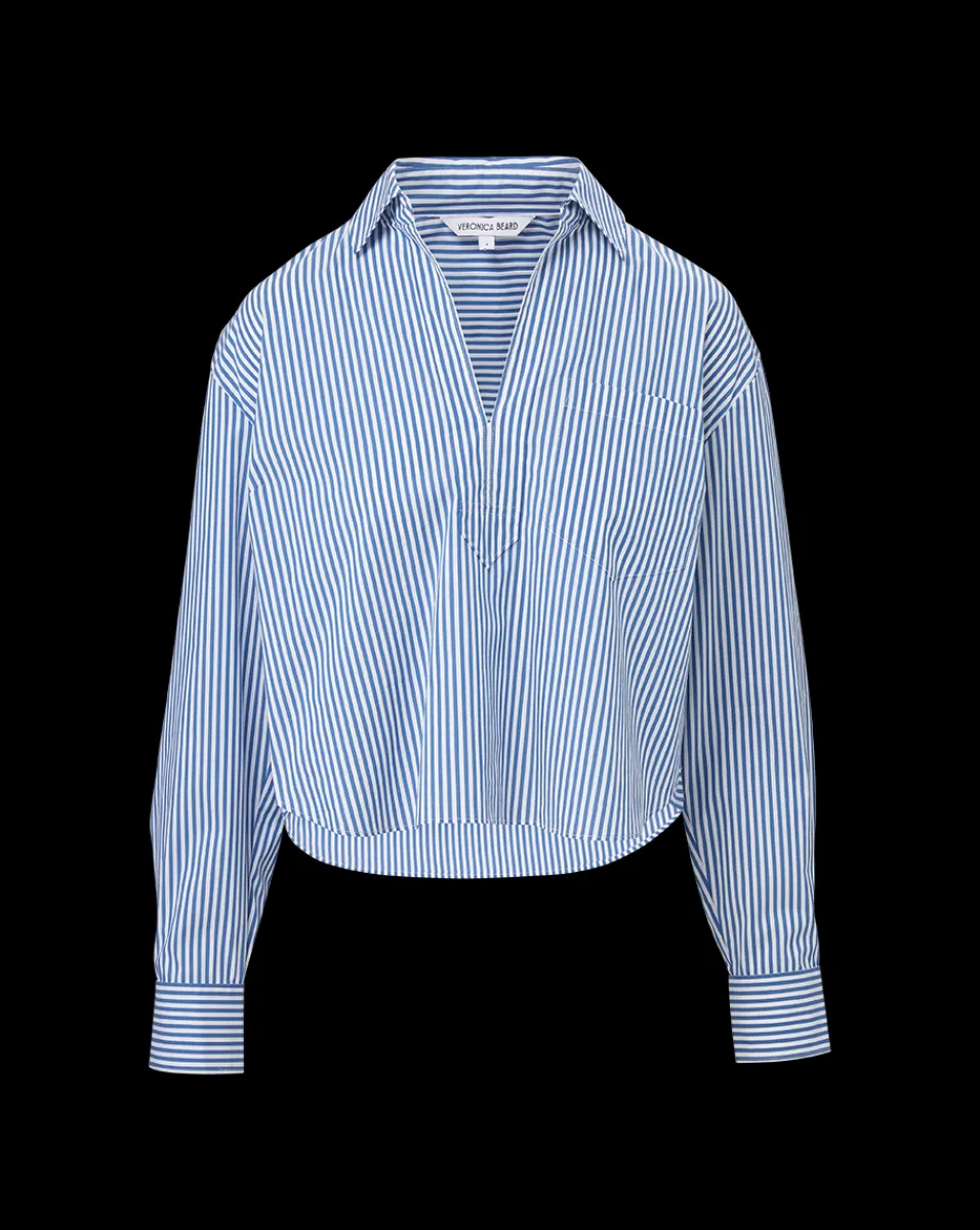 Veronica Beard Tops*Khai Cropped Tunic Top in Blue/White Stripe Blue/WhiteStripe