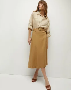 Veronica Beard Skirts & Shorts*Khaki Linen A-Line Skirt DesertKhaki