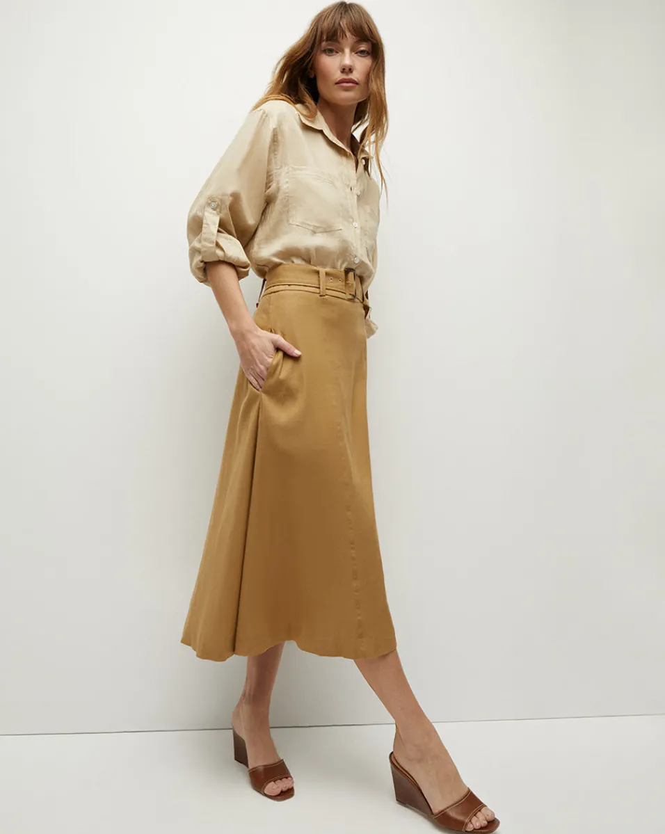 Veronica Beard Skirts & Shorts*Khaki Linen A-Line Skirt DesertKhaki