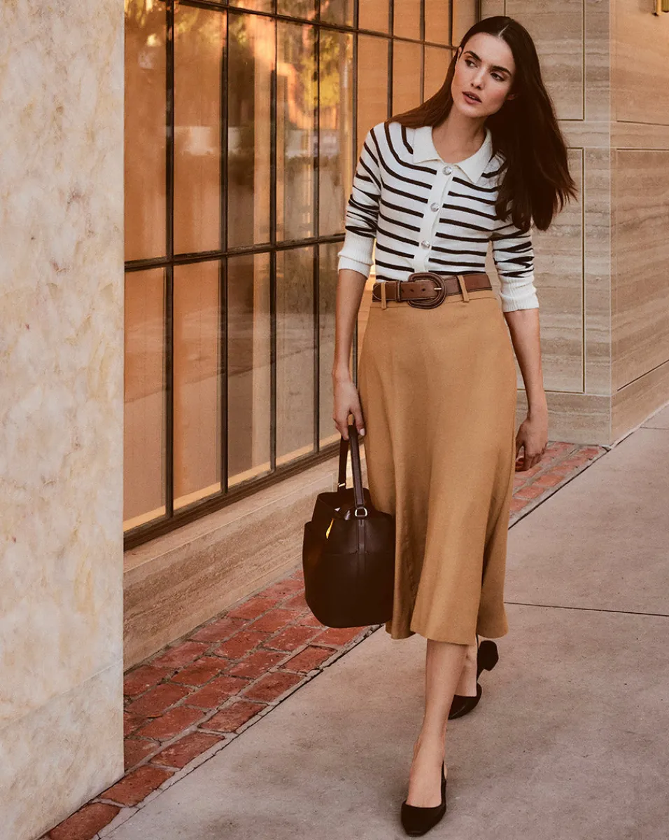 Veronica Beard Skirts & Shorts*Khaki Linen A-Line Skirt DesertKhaki