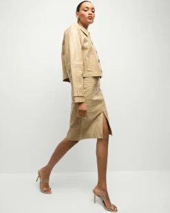 Veronica Beard Jackets & Outerwear|Matching Sets*Kian Coated Leather Jacket in Khaki
