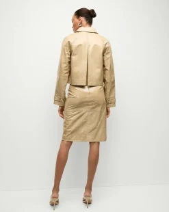 Veronica Beard Jackets & Outerwear|Matching Sets*Kian Coated Leather Jacket in Khaki
