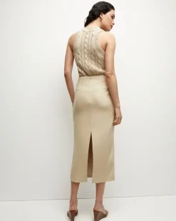 Veronica Beard Skirts & Shorts*Kimpton Stretch-Linen Skirt in Stone Khaki StoneKhaki