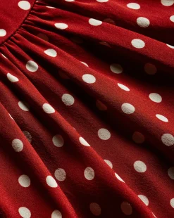 Veronica Beard Tops*Kovi Polka-Dot Halter Top in Brick Red/Ecru BrickRed/Ecru