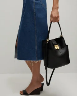 Veronica Beard Shoulder Bags|Vb Classics*Large Crest Lock Bucket Bag in Black