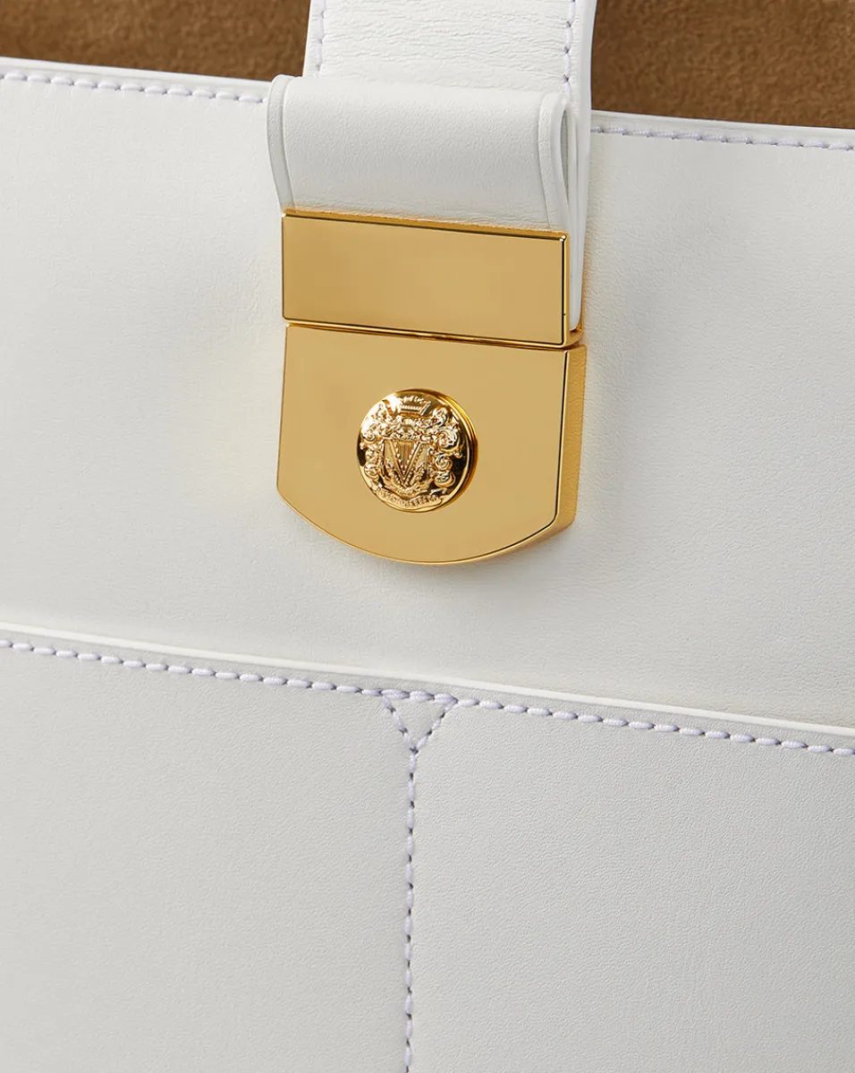 Veronica Beard Shoulder Bags*Large Crest Lock Bucket Bag in Off-White