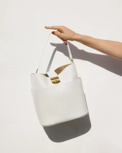 Veronica Beard Shoulder Bags*Large Crest Lock Bucket Bag in Off-White