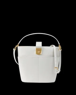 Veronica Beard Shoulder Bags*Large Crest Lock Bucket Bag in Off-White