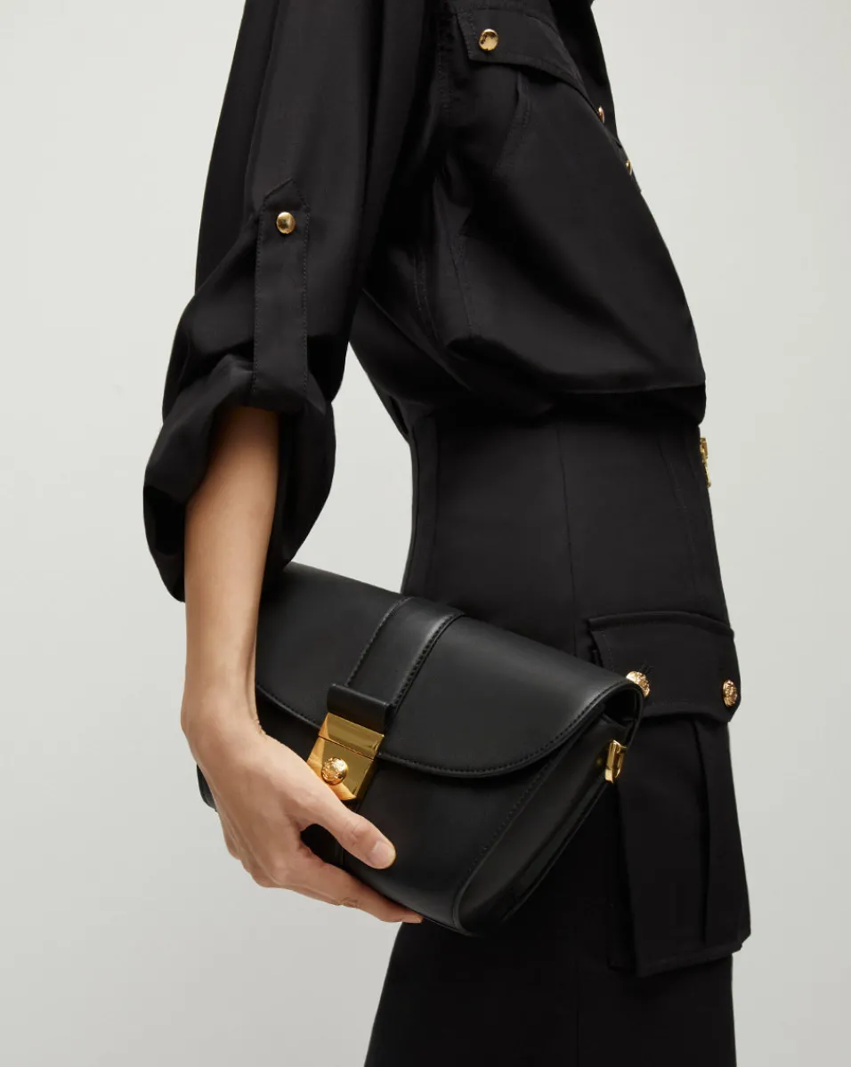 Veronica Beard Crossbody Bags|Shoulder Bags*Large Crest Lock Trap Bag in Black
