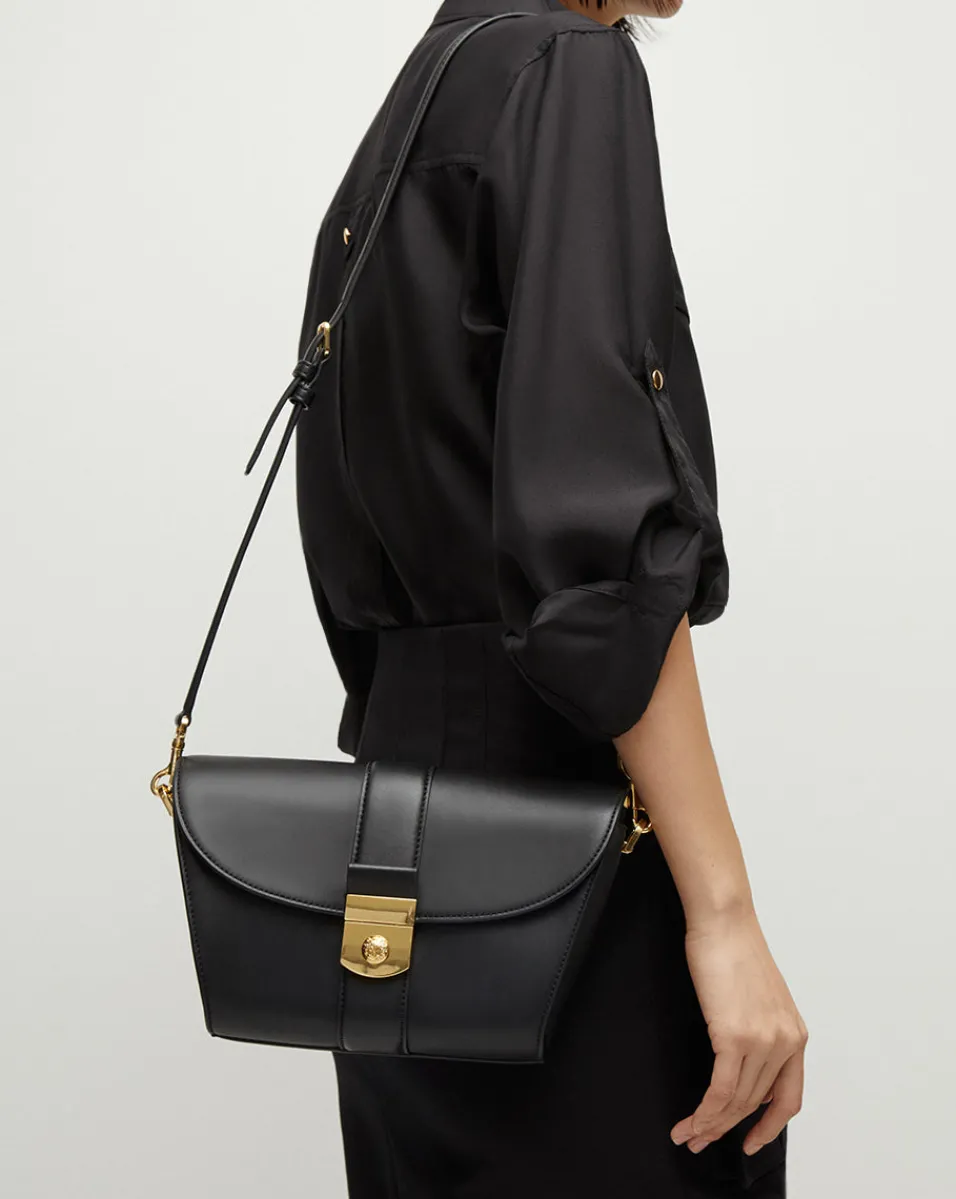 Veronica Beard Crossbody Bags|Shoulder Bags*Large Crest Lock Trap Bag in Black