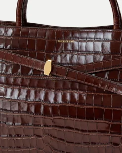 Veronica Beard Tote Bags|The Gift Guide*Large Croc-Embossed Dash Bag in Chestnut