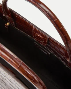 Veronica Beard Tote Bags|The Gift Guide*Large Croc-Embossed Dash Bag in Chestnut