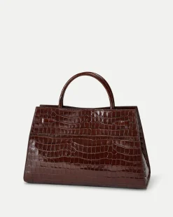 Veronica Beard Tote Bags|The Gift Guide*Large Croc-Embossed Dash Bag in Chestnut