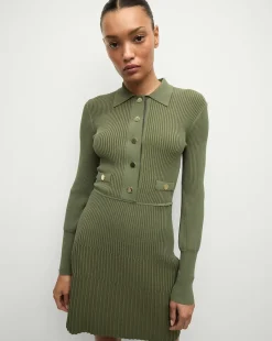 Veronica Beard Dresses*Lauper Sweater Dress in Stone Army StoneArmy