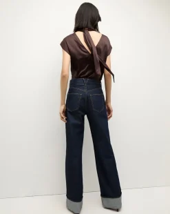 Veronica Beard Tops|Party Dressing*Leilany Silk Top in Dark Chocolate DarkChocolate