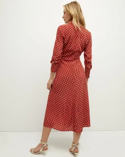 Veronica Beard Dresses*Lex Polka-Dot Dress in Brick Red/Ecru BrickRed/Ecru