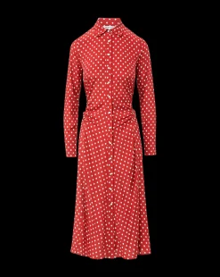 Veronica Beard Dresses*Lex Polka-Dot Dress in Brick Red/Ecru BrickRed/Ecru